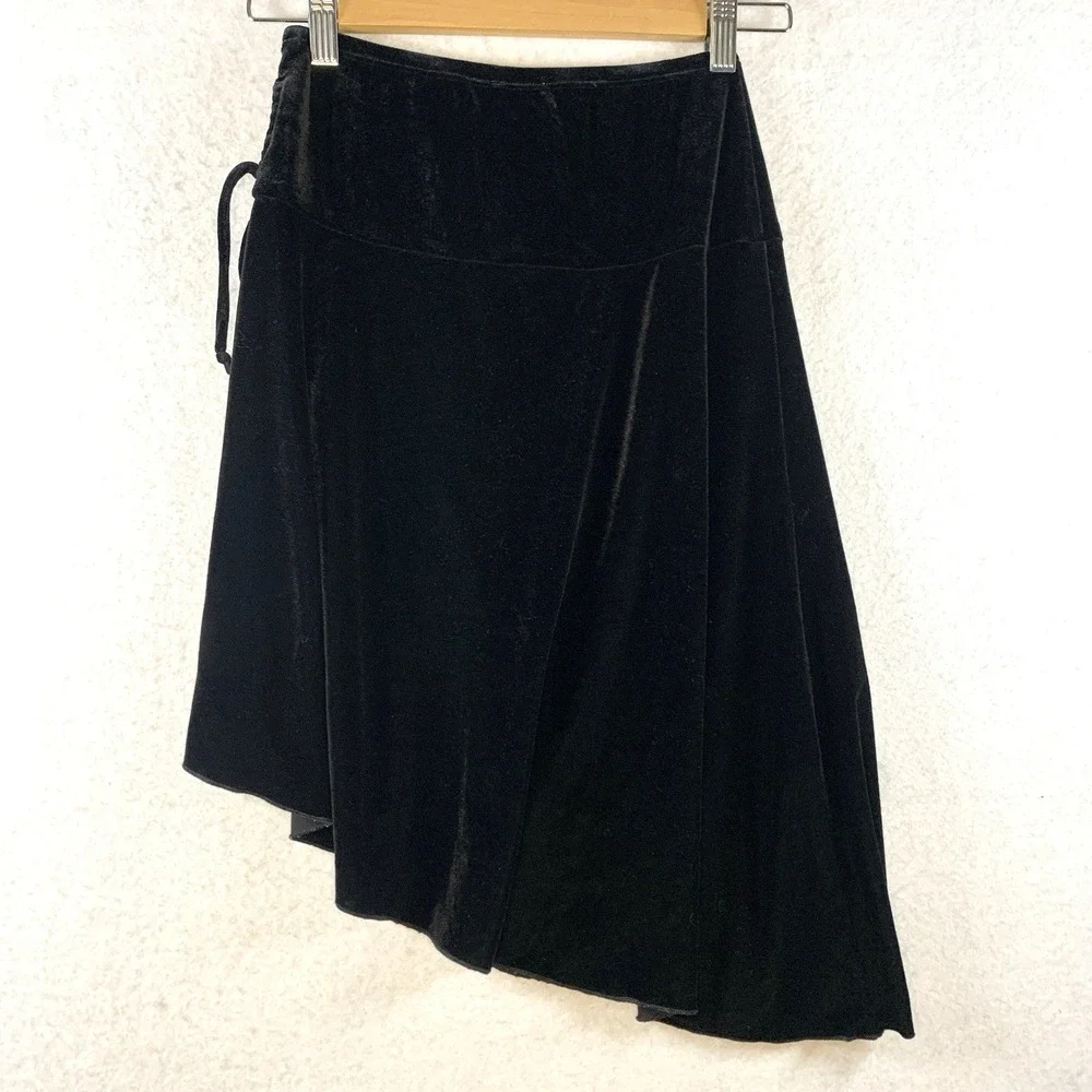 VTG Amy Byer Y2K Asymmetrical Velvet‎ Skirt Sz XS Whimsigoth Dark Fairy Grunge